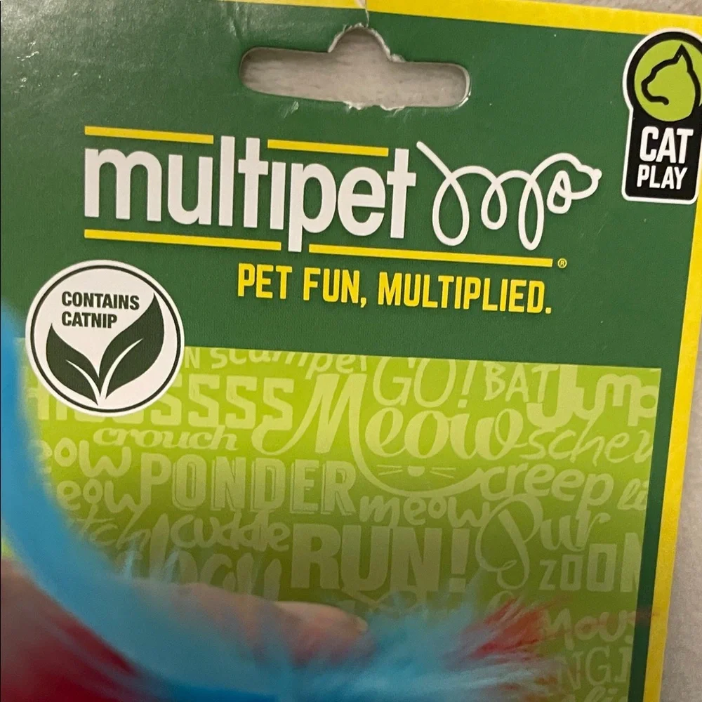 Red Monster Cat Toy with Feather